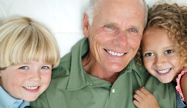 Grandfather with his grandkids; Image
